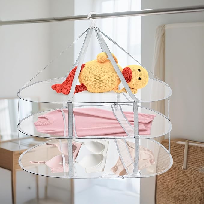 Jucoan 3 Pack Sweater Drying Rack Flat Mesh Foldable 3 Tier Laundry Clothes Drying Rack for Sweaters Delicates Dolls T-Shirt Swimsuit Sweater Underwear