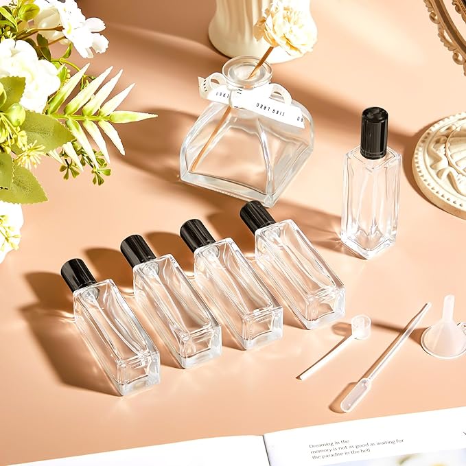 Domensi 30 Pcs 10/15/20/30 ml Perfume Travel Refillable Glass Bottles Spray Bottle Perfume Atomizer for Cologne Dispenser Leak-proof Fragrance Bottles Atomizer Pump Kit (30 ml,Black)