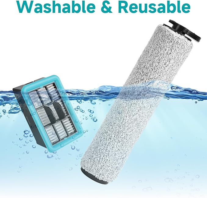 3831 Roller Brush & Filter Replacement Compatible with Bissell Crosswave Hard Floor Expert 3831, HF2 3845N Vacuum, Floor Scrubber Wet Dry Vacuum Accessory Kit 2 Brush Rolls, 2 Filter Parts