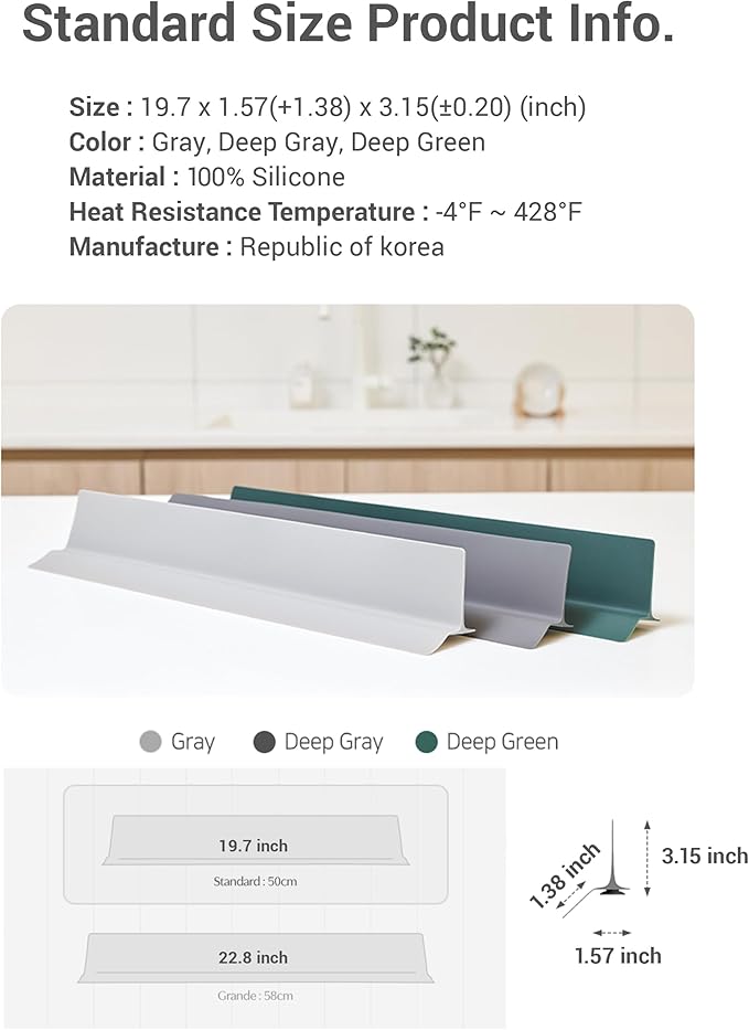 DEARCUS Kitchen Sink Splash Guard 19.7 inches - Soft Silicone Water Shield, Strong Suction Non-Slip, Dishwasher Safe and Easy-to-Clean for Mess-Free Cooking and Dishwashing (Deep Green)