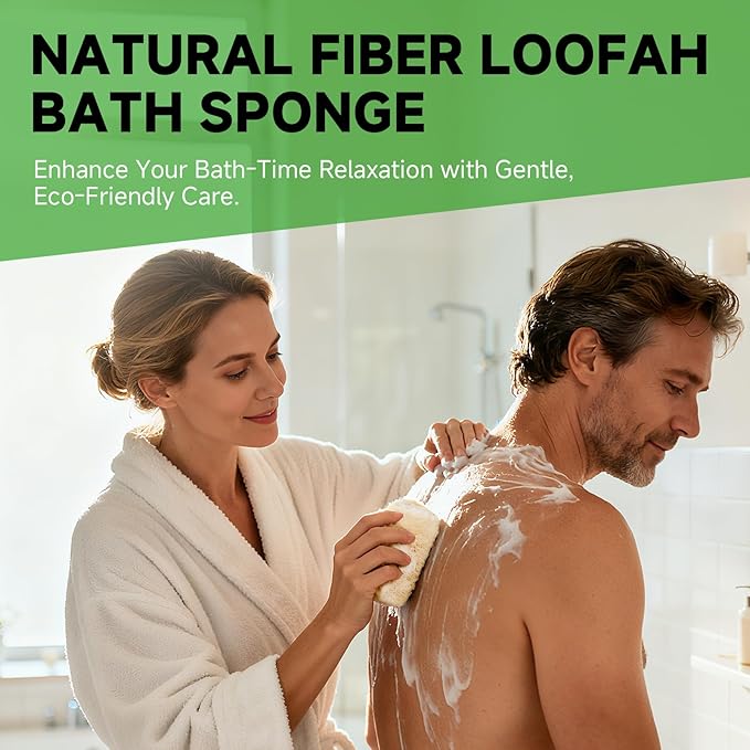 Natural Loofah Sponges – 4 Pack for Shower & Bath – Eco-Friendly Exfoliation, Body Scrubber,wash the Dishes, & Pet Grooming – Biodegradable, Chemical-Free