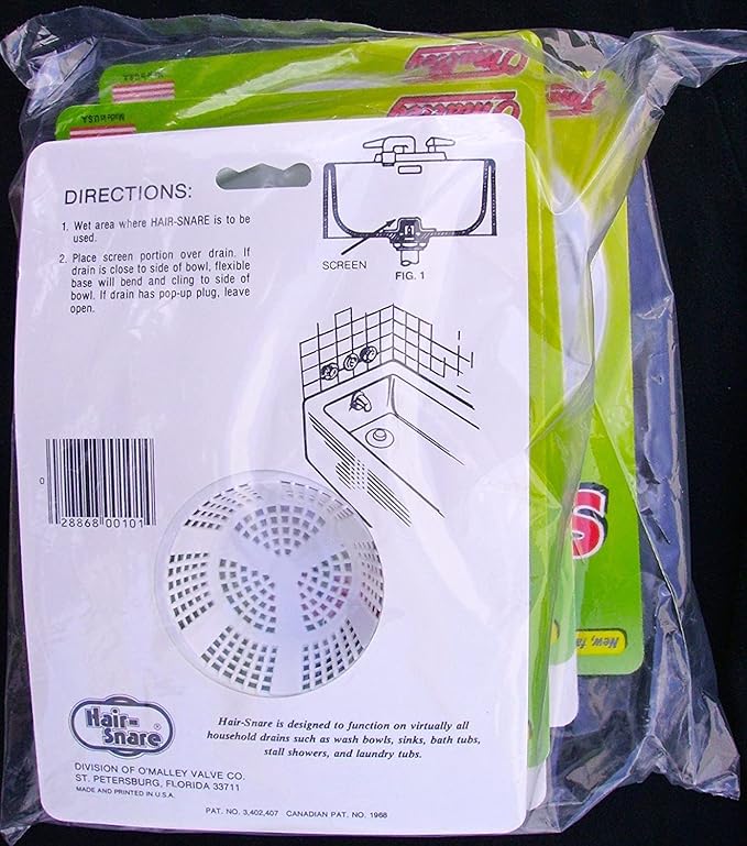 O'Malley Hair Snare Drain Cover Universal - White (2 Pack) …