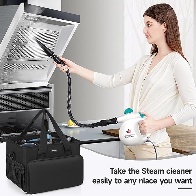 Carry Bag Compatible with Bissell SteamShot Hard Surface Steam Cleaner 39N7V/39N7A, Adjustable Compartments Steam Cleaner Storage Bag Fits for Phueut Pressurized Handheld Steam Cleaner