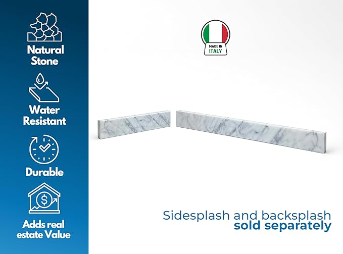Bathroom Vanity Sink Backsplash/Sidesplash (Carrara Marble, 4" x 22")