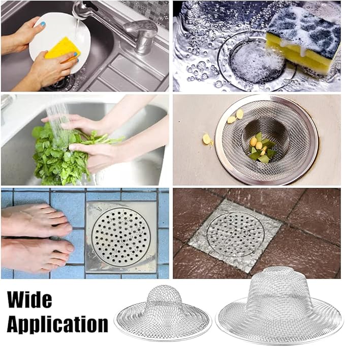 10pcs Mesh Sink Strainer, 2.75" Top/1" Stainless Steel Slop Basket Filter Trap, Metal Kitchen Drain Strainer, Hair Basket Drain - Fits Most Kitchen Sinks, Bathroom Sinks,Shower Drains,Floor Drain