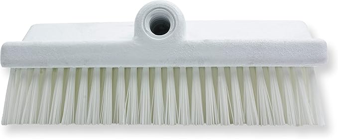 SPARTA 40423EC02 Plastic Floor Scrub Brush, Wall Brush, Equipment Brush With Nonabsorbent Bristles For Industrial Kitchens, Hospitals, Commercial Cleaning, 10 Inches, White