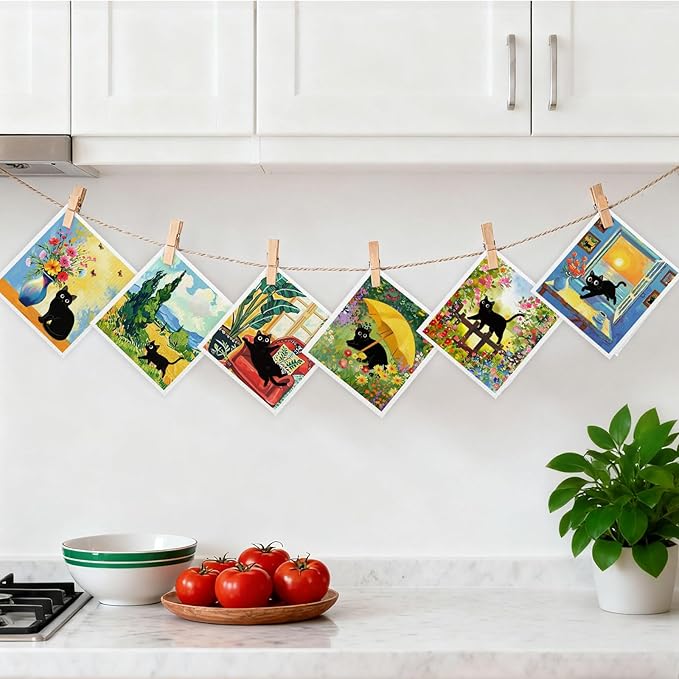 Mixed Floral Cat Swedish Kitchen Dishcloths Dish Towels 6 Pack, Cats Dish Towels for Kitchen, Swedish Dishcloth with Cats, Paper Towels Reusable, Dish Cloth Towel Cleaning Wipe for Home Party