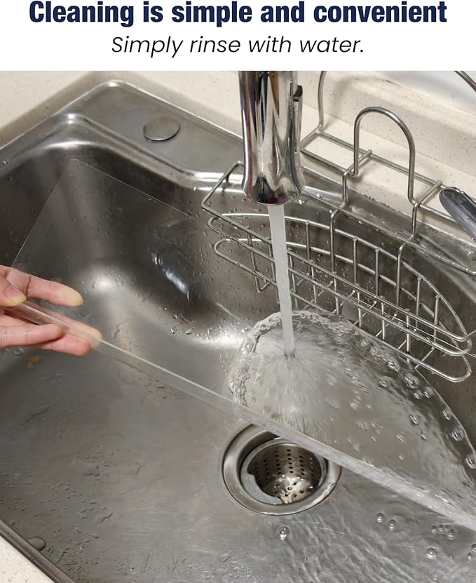 Acrylic Sink Splash Guard, Highly Transparent Fixed Splash Guard for Kitchen Island & Bathroom(15.8"L x 1.6"W x 4.7"H)