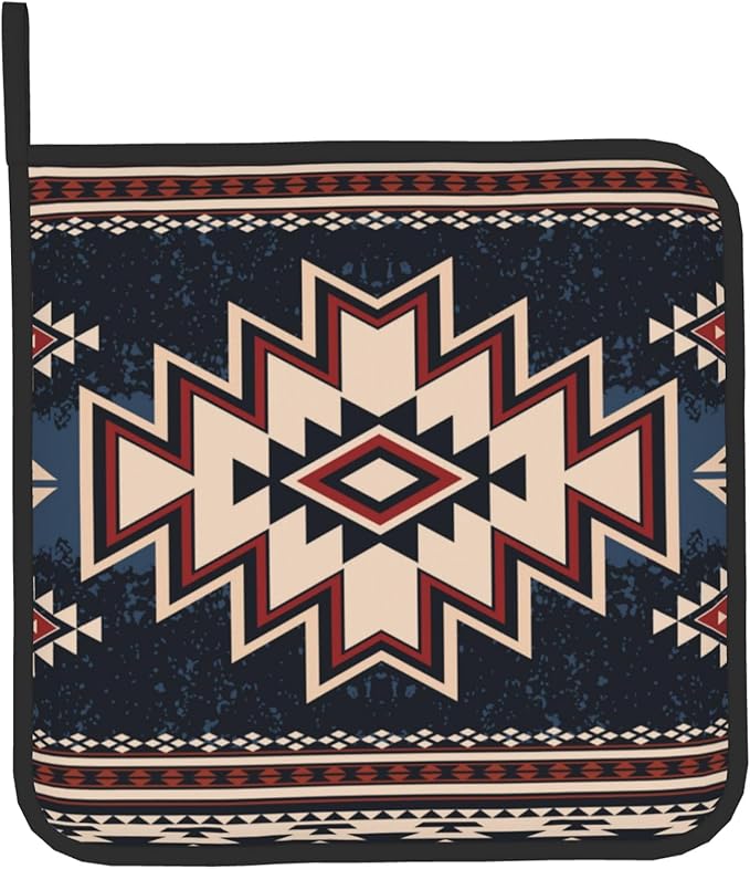 Oven Mitt and Pot Holders Sets - Boho Kitchen Mitts Decorative Tribal Oven Gloves Bohemian Hot Pads Set of 2 for Cooking BBQ Baking Grilling