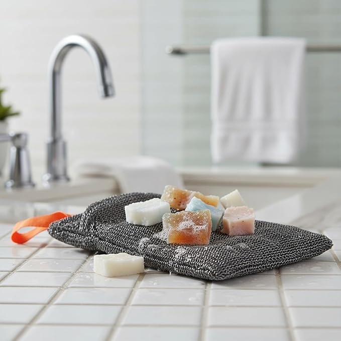 JJUNW 4 PCS Exfoliating Soap Bags, Deep and Gentle Exfoliating Soap Pouch Nylon Body Scrubber Shower Sponge Loofah Bar Soap Bag for Washing Body Travel with Quick-Dry Mesh