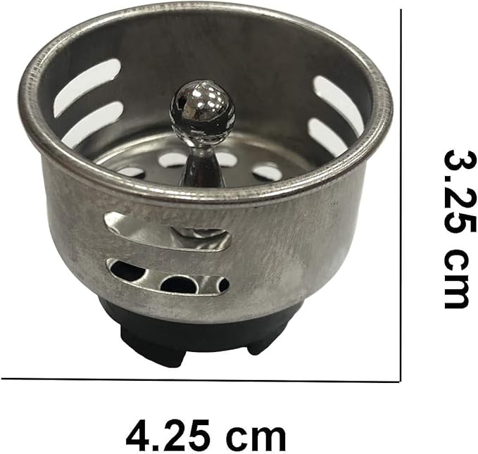 Stainless Steel Junior Duo Strainer Replacement Basket/Stopper for Bar and Prep Sinks Drains 1 Pack