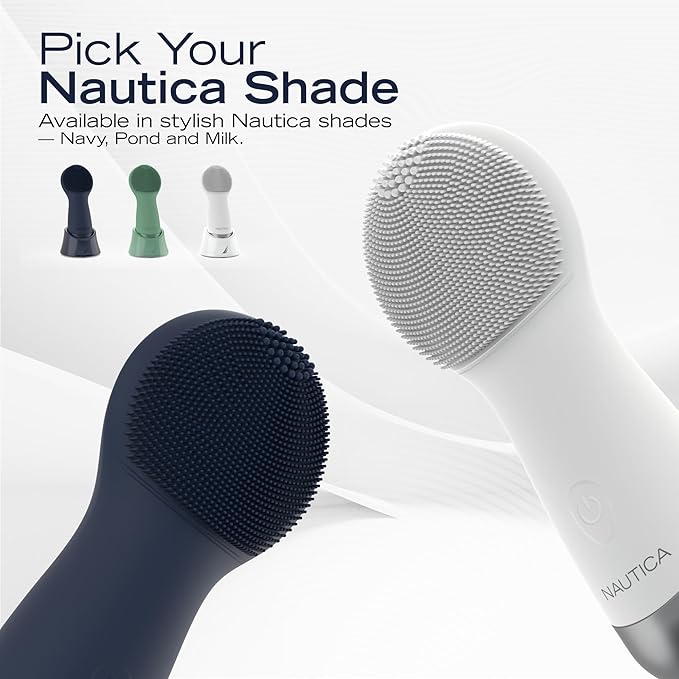 Nautica PC130 Sonic Facial Cleansing Brush Made with Ultra Hygienic Soft Silicone, Waterproof and Rechargeable Face Scrub Brush for Men & Women - (Milk)