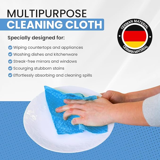 Swedish DishCloths - 10 Pack (Assorted), (German Material) Reusable Cellulose Sponge Cloth for Kitchen - Household, Highly Absorbent, No-Odor Dishcloth