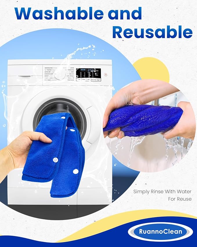 Floor Squeegee Pads, Microfiber, 45cm, 4 Pack, Blue, Mop Replacement Pads, Floor, Wall