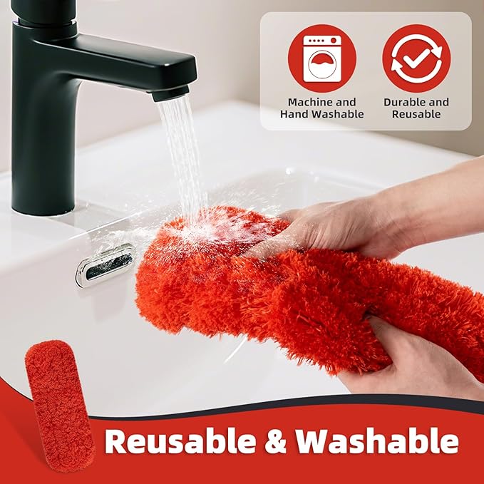 4 Pack Microfiber Reusable Duster Refills, Compatible with OXO Good Grips Microfiber Handle & MR.SIGA Lint Free Microfiber Duster, Washable Dusters Refill for Cleaning (NOT Include Handle)