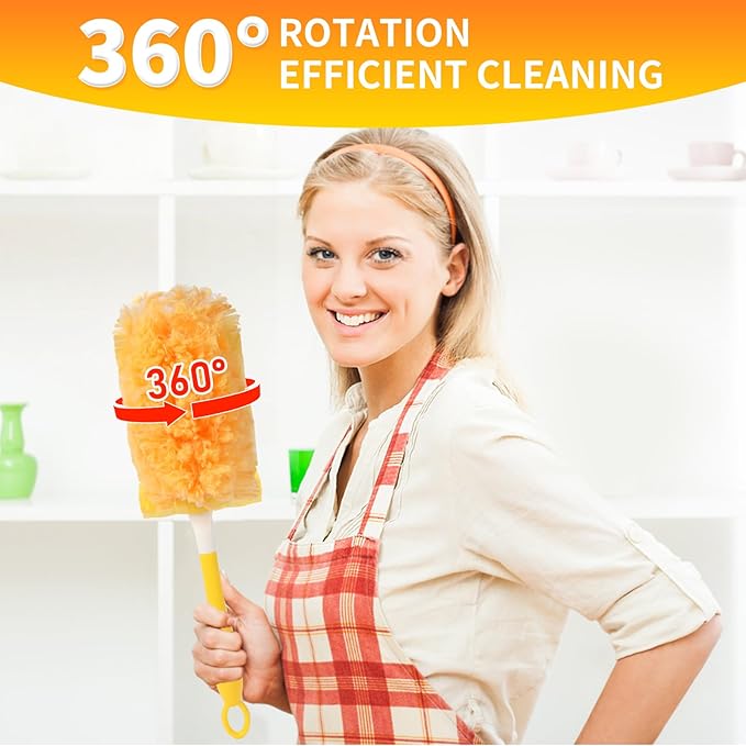 30 Count Duster Refill for Swiffer Duster with 1 Handle - 360° Multi-Surface Larger Size Feather Dusters, Disposable Duster Kit for Cleaning Home, Furniture, Blinds and Ceiling Fans