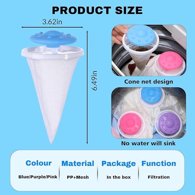 2026 Upgraded Pet Hair Remover for Laundry, Lint Catcher for Washing Machines, Laundry Pet Hair Catcher, Cat and Dog Hair Washing Machine Catcher 3PCS,for Use with Top-Loading Washing Machines;