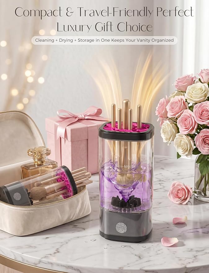 Electric Makeup Brush Cleaner Machine,3 in 1 Makeup Brush Cleanser & Washer,Cleaning Tool,Cosmetic Brushes Cleaners Cleaning For All Size Beauty Makeup Brush Set,Eyeshadow, Blush Brush. (Black)