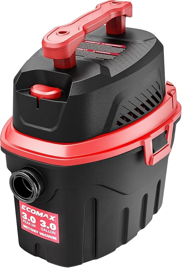 ECOMAX Small Shop Vacuum Wet/Dry 3 Gallon, 3 Peak HP, Small Shop Wet Dry Vac with Accessories, 3-in-1 Mini Shop Vacuum with Blower Function for Home, Car Detailing, Workshop, EM18910P-3