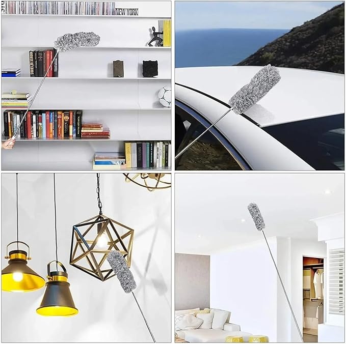 2Pcs/Set Cleaning Brush Dust Removal Tool,280cm Adjustable Telescopic Bending Duster Brush Feather Dust Cleaner Furniture Gap