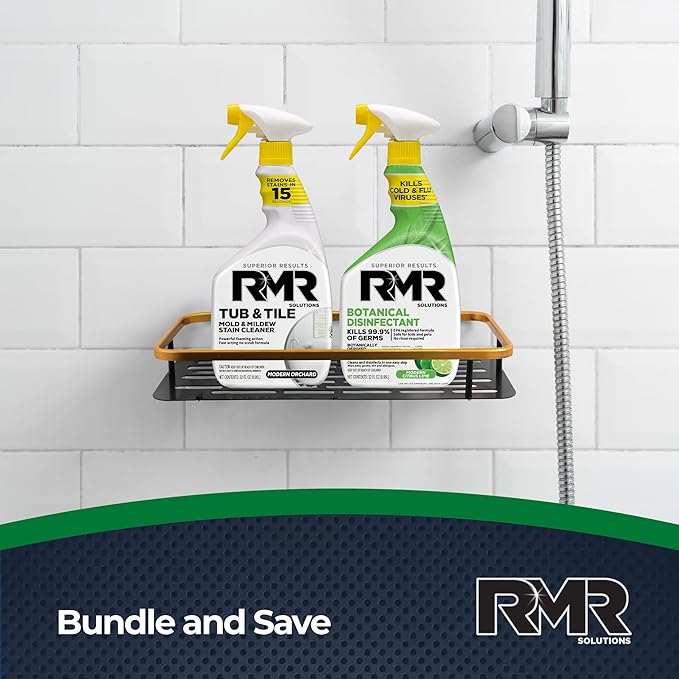 RMR Germ & Grime Guard Bundle – Tub & Tile Mold & Mildew Stain Remover + Botanical Disinfectant Cleaner, 2-Step Bathroom & Home Cleaning for Tile, Grout, Shower, Counters & More, 2–32 Oz Bottles