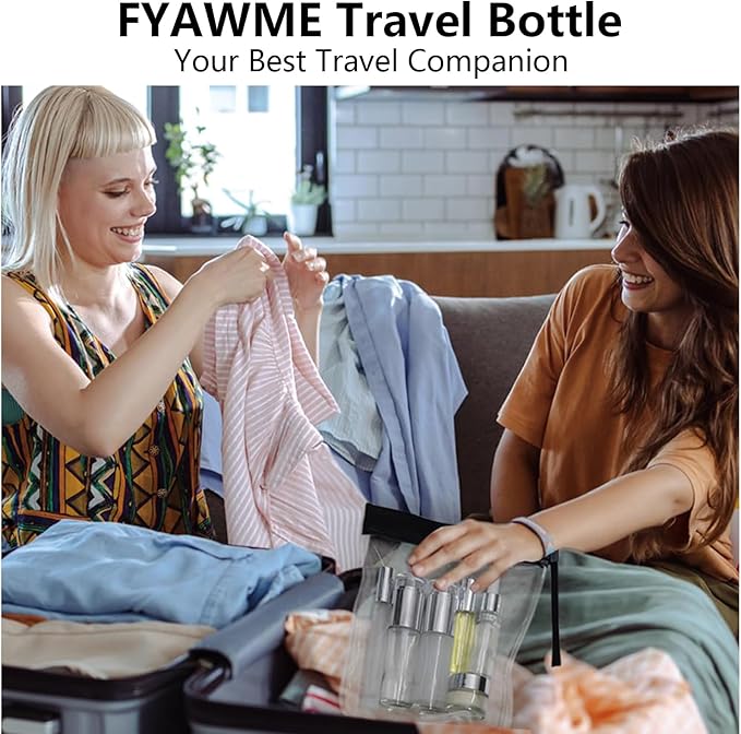 Glass Travel Bottles for Toiletries, TSA Approved Travel Size Containers, Refillable, BPA Free Leak-Proof Bottles with Pump Spray Dropper & Roll-On for Toners, Creams, and Oils (Silver)