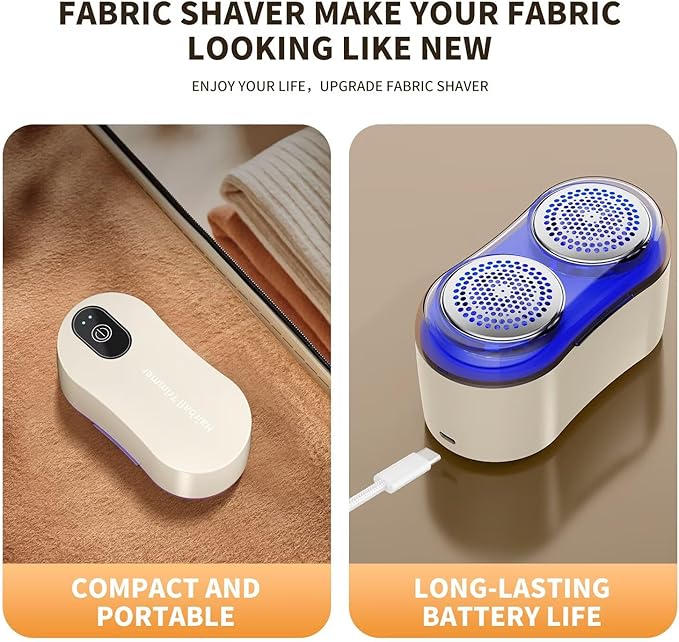 Fabric Shaver, Lint Remover for Clothes, Type-C Rechargeable Electric Lint Remover with 6-Blade, Sweater Shavers to Remove Pilling,Fabric Shaver for Clothing and Furniture