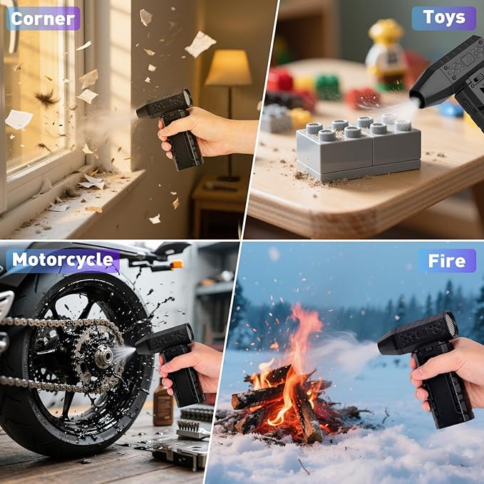 Electric Compressed Air Duster, 110,000RPM Cordless Portable Air Blower Mini Powerful Jet Dry Blower 100 Adjustable Speed Levels Rechargeable for Keyboard, PC, Car Cleaning