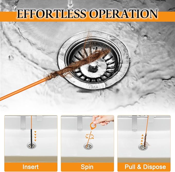 3pcs 50 Inch Drain Snake Hair Clog Remover Tool, Anti-Break Metal with Nylon Coating Sink Snake, for Bathroom Sink, Tub, Shower, Pipe Drain