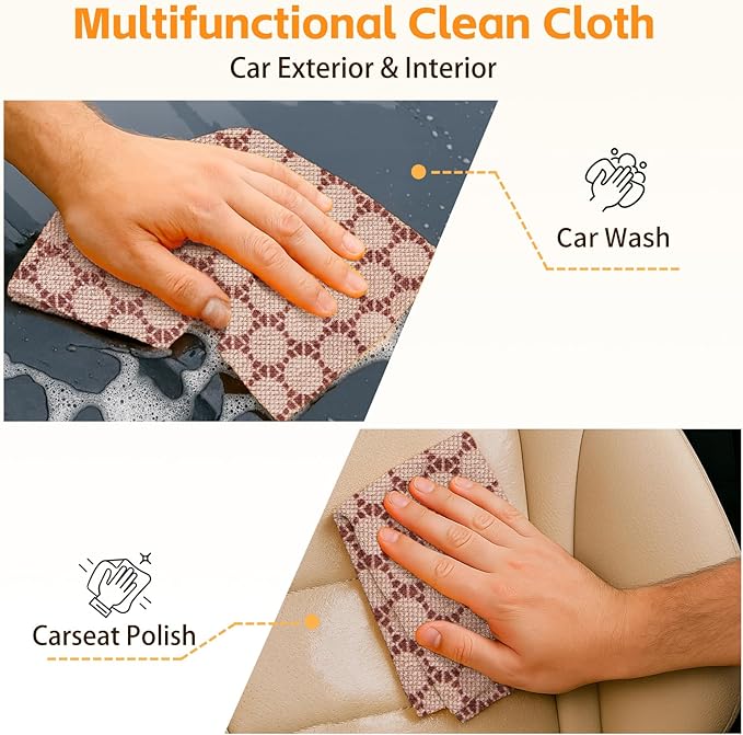 Microfiber Cleaning Cloth Roll, 50 Tear-Away Sheets, Reusable & Washable, Lint-Free, Non-Scratch Highly Absorbent Cleaning Cloths for Kitchen, Home, Window & Screens, Brown Dot, 12 x 12 in
