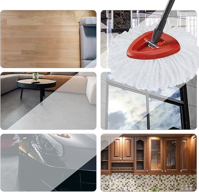 12Pack Spin Mop Heads Replacements - Easy Cleaning Microfiber Refills, 360 Degree Replacement Heads for All Hard Surfaced Floors