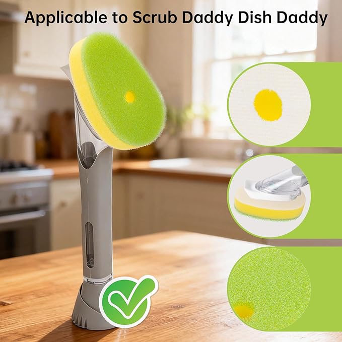 8 Packs Non Scratch Powerful Cleaning Sponge Refillsa - Compatible with Scrub Daddy Wand. Green.