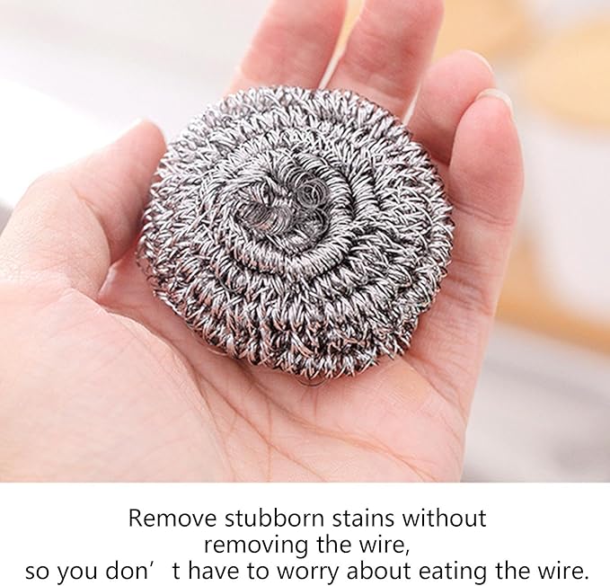 Dish Scrubber Ball - Steel Wire Cleaning Ball | Steel Sponges Scrubbers | Dishes Washing Scrubber Scrubber Ball | Steel Wool Scrubber Sponge for Removing Tough Dirt, Grease from Pots, Stovetops