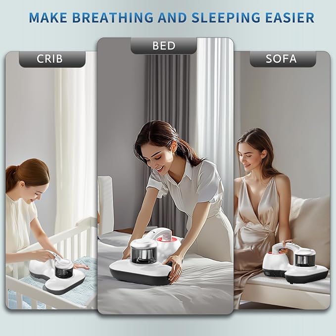 Hersven Mattress Vacuum Cleaner, 16KPa Handheld Bed Vacuum with UV Light & High Heating Tech, Deep Cleaning for Mattresses, Pillows, Sofas, Pet Hair and Carpets