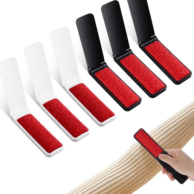6PCS Foldable Lint Brush for Clothes Travel Size mini lint Brush Portable Reusable Compact Lints Brushes Removal for Pet Hair Remover Clothes Furniture Couch