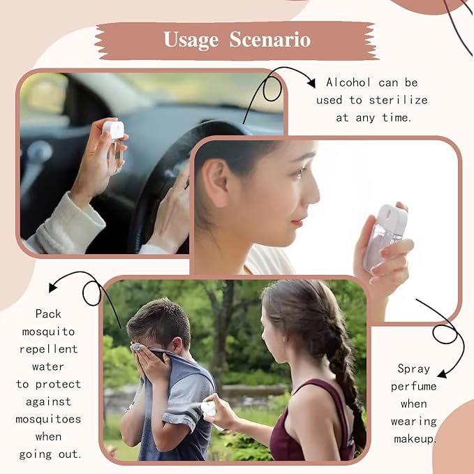6 PCS Clear Spray Bottles, Portable Card Spray Bottles, Hand Sanitizer Spray Case, Refillable Hand Sanitizer Spray for Perfume, Moisturizing Water, Hand Sanitizer 50ml/1.69oz 38ml/1.29oz