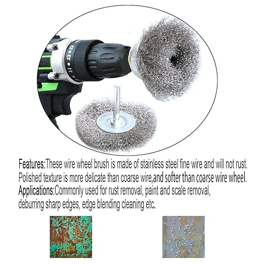 FPPO Stainless Steel Wire Wheel Brush & Crimped Cup Brush Kit for Drill,Fine Wire Diameter 0.0059 Inch,for Rotary Tool with 1/4-Inch Shank,Removal of Rust,deburring,Paint (7pcs)