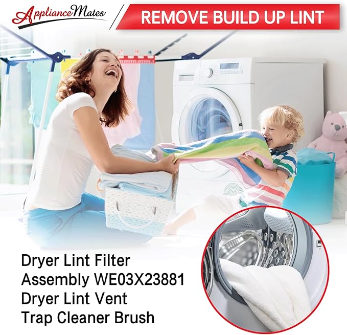 GTD42EASJ2WW GTD33EASK0WW GTD65EBSJ3WS GTD45EASJ2WS GTD42GASJ2WW GTD65GBSJ3WS Dryer Lint Trap Replacement for GE Dryer, WE03X23881 PS11763056 Stainless Steel Metal Screen with Cleaner Kit Brush