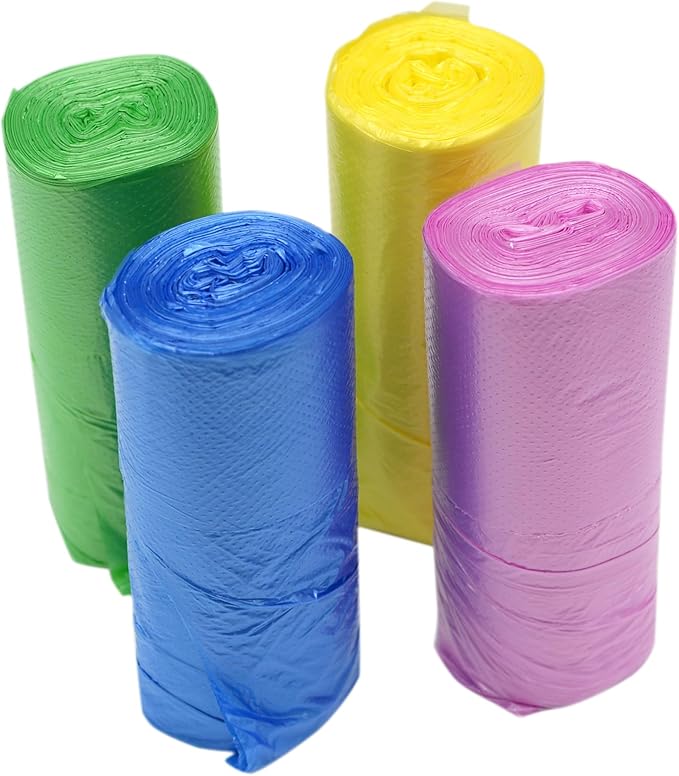 4 GALLON Bathroom Trash Bags 300 Counts Small HANDLES Garbage Bags for Office, Bathroom Wastebasket Waste Bin Colorful Portable Rubbish Bags (300)