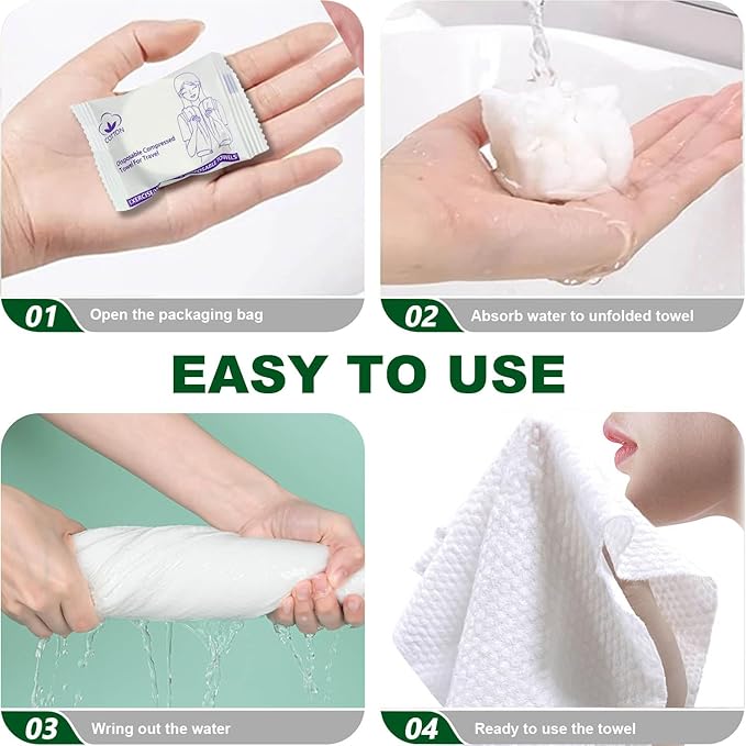 Extra Large 23 x 12 inch Disposable Compressed Towel, 16 Pack Expandable Bulk Travel Towels for Camping, Hiking, Gym, Face & Body, Lightweight Portable Reusable