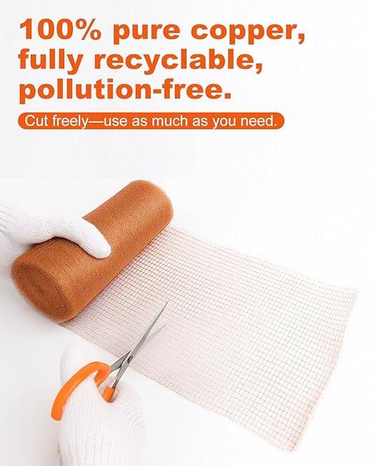 MUZIK 8 Inch x 100 Feet Pure Copper Mesh Roll – Rustproof Rodent Control Wire Mesh Screen for DIY Projects, Pest Barrier, Garden & Vent Protection – Easy to Cut, Durable & Snake Proof