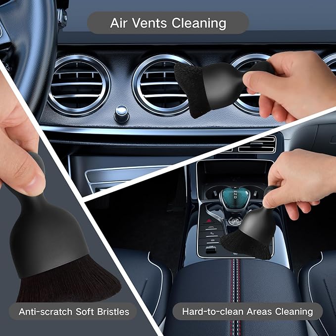 Qydipclin 10pcs Windshield Cleaning Tool Inside Car Window Cleaner Wash Kit with 4 Reusable Microfiber Pads 1 Spray Bottle and Extendable Handle Interior Auto Glass Wiper Kit, Gray
