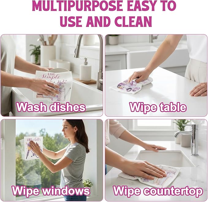 Swedish Dishcloths for Kitchen, 6 Pack Swedish Dish Cloths, Washable Kitchen Cloth, Reusable Paper Towels, 100% Biodegradable, Super Absorbent, Quick Drying