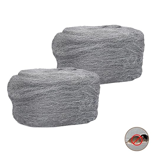 Steel Wool Mice Control - 2 Pcs 2.36"×9.84Ft Steel Wool for Wall Hole/Gap Filler - Best Thing to Get Rid of Mice - Keep Animals Away from Cracks,Siding,Pipeline,Vents in Garden/House/Garage/Kitchen