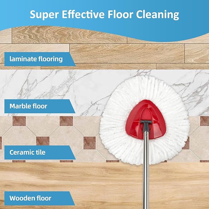 Mop Replace Head, Spin Mop Replacement Head Easywring 1-Tank System, Easy Cleaning, Microfiber, Machine Washable (3 Pack)