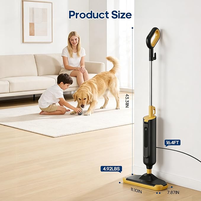Steam Mop for Floor Cleaning with 2 Washable Pad, Lightweight Floor Steamer Cleaner Mop for Hardwood, Tile, Laminate Floors,Carpet