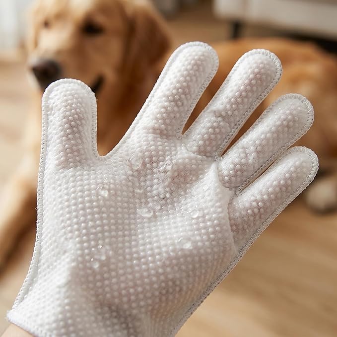 Pet Grooming Wipes Kit for Dogs & Cats – 71 Count No-Rinse Complete Set: Bathing Gloves, Travel Wipes, Tear Stain Wipes & Ear Cleaning Finger Wipes | Hypoallergenic & Vitamin E