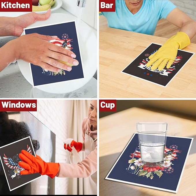 Swedish Dishcloths for Kitchen, 6PCS 250 Anniversary Swedish Dish Cloths Gift, Patriotic 1776-2026 Reusable Absorbent Dish Towel for Home Cleaning(7.8 X 7 Inches)