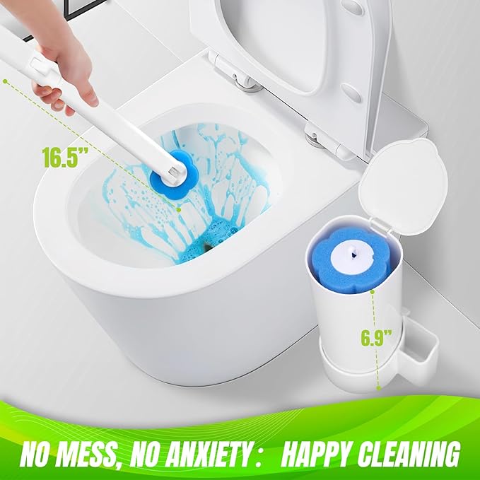 Disposable Toilet Brush and Holder Set, Toilet Wand Refills, 48 Cleaner Refills, Toilet Brush for Toilet Bowl Cleaners, Bathroom Cleaning