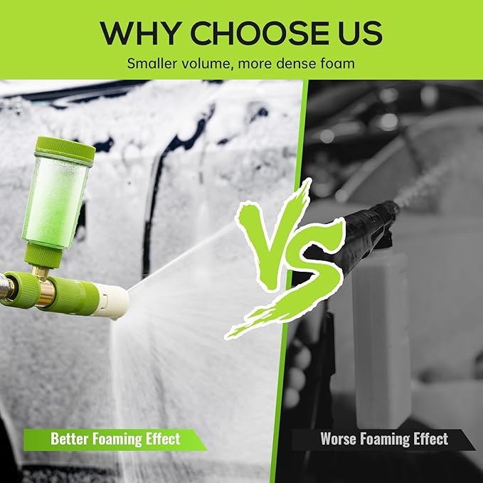 Foam Cannon for Pressure Washer with 1/4 Inch Quick Connector, Pressure Washer Foam Cannon with Rotating Nozzle,Easy to Use & Adjust, Creates Thick Foam-Green